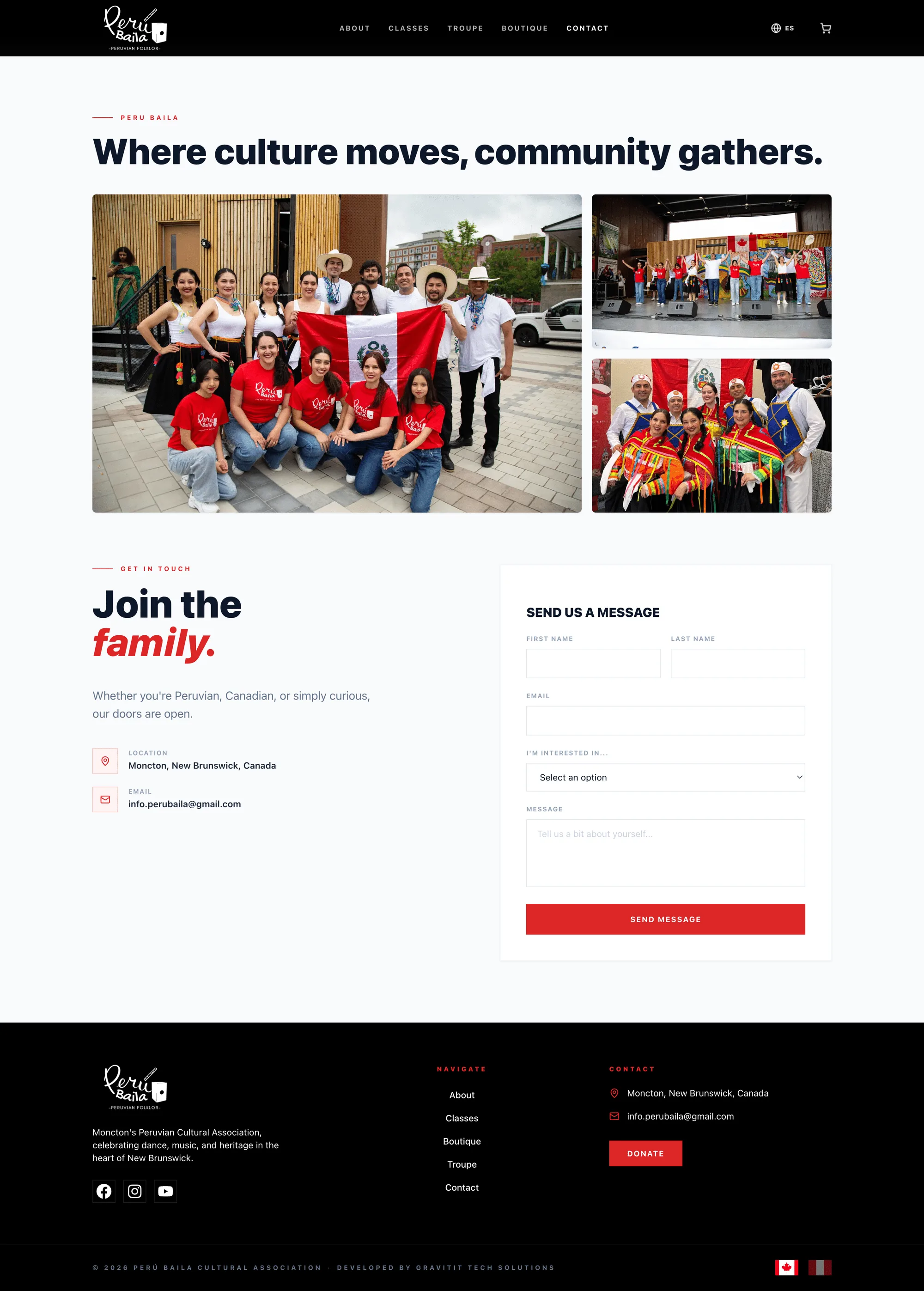 Contact page with community imagery and public inquiry pathways